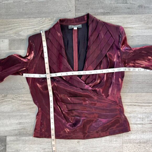 KM Collections By Milla Bell Red Metallic Cross Front Blouse K6 - Picture 5 of 6